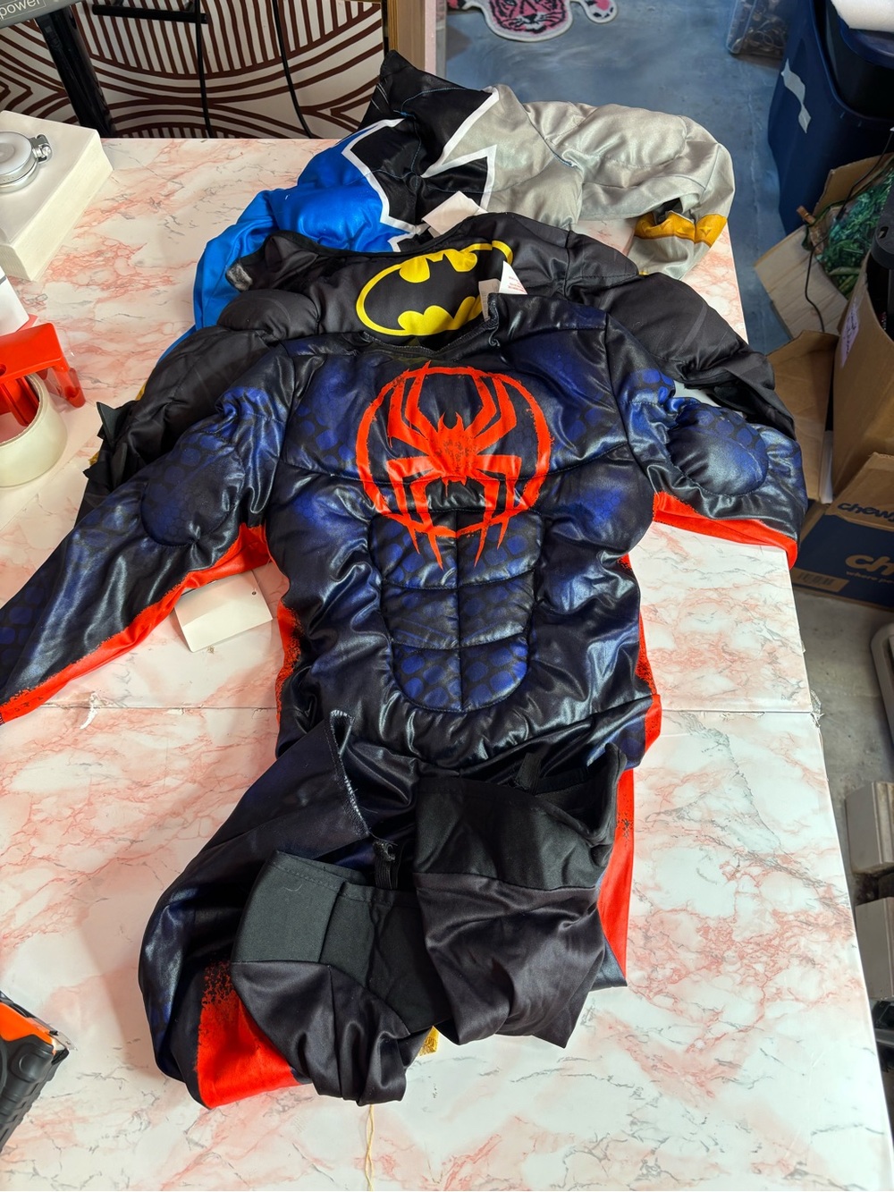 Batman power ranger Spider-Man Padded Muscle Kids Costume bundle extra small